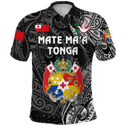 Tonga Coat Of Arms Polo Shirt Simple Vibes - Black