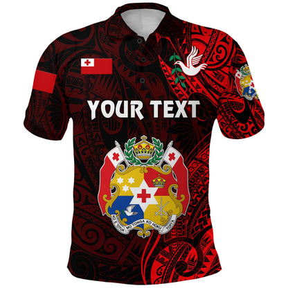 Custom Personalised Tonga Coat Of Arms Polo Shirt Simple Vibes - Red