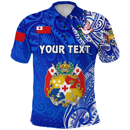 Custom Personalised Tonga Coat Of Arms Polo Shirt Simple Vibes - Blue