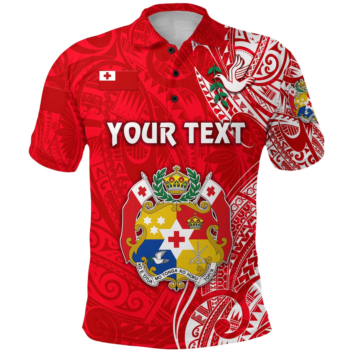 Custom Personalised Tonga Coat Of Arms Polo Shirt Simple Vibes - Bright Red