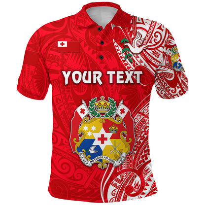 Custom Personalised Tonga Coat Of Arms Polo Shirt Simple Vibes - Bright Red