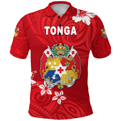 Custom Personalised Mate Ma'a Tonga Rugby Polo Shirt Polynesian Unique Vibes - Full Red, Custom Text and Number