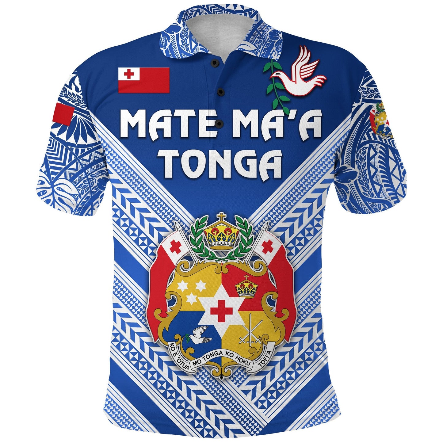 Custom Personalised Mate Ma'a Tonga Rugby Polo Shirt Polynesian Creative Style, Custom Text and Number - Blue