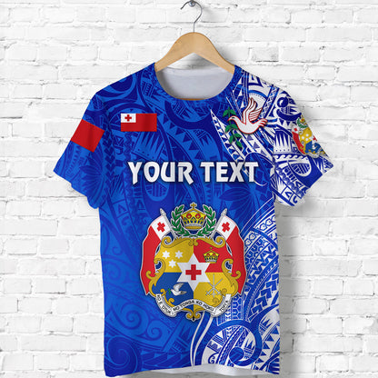 Custom Personalised Tonga Coat Of Arms T Shirt Simple Vibes - Blue