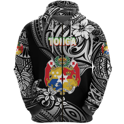 Mate Ma'a Tonga Rugby Zip Hoodie Polynesian Unique Vibes Black