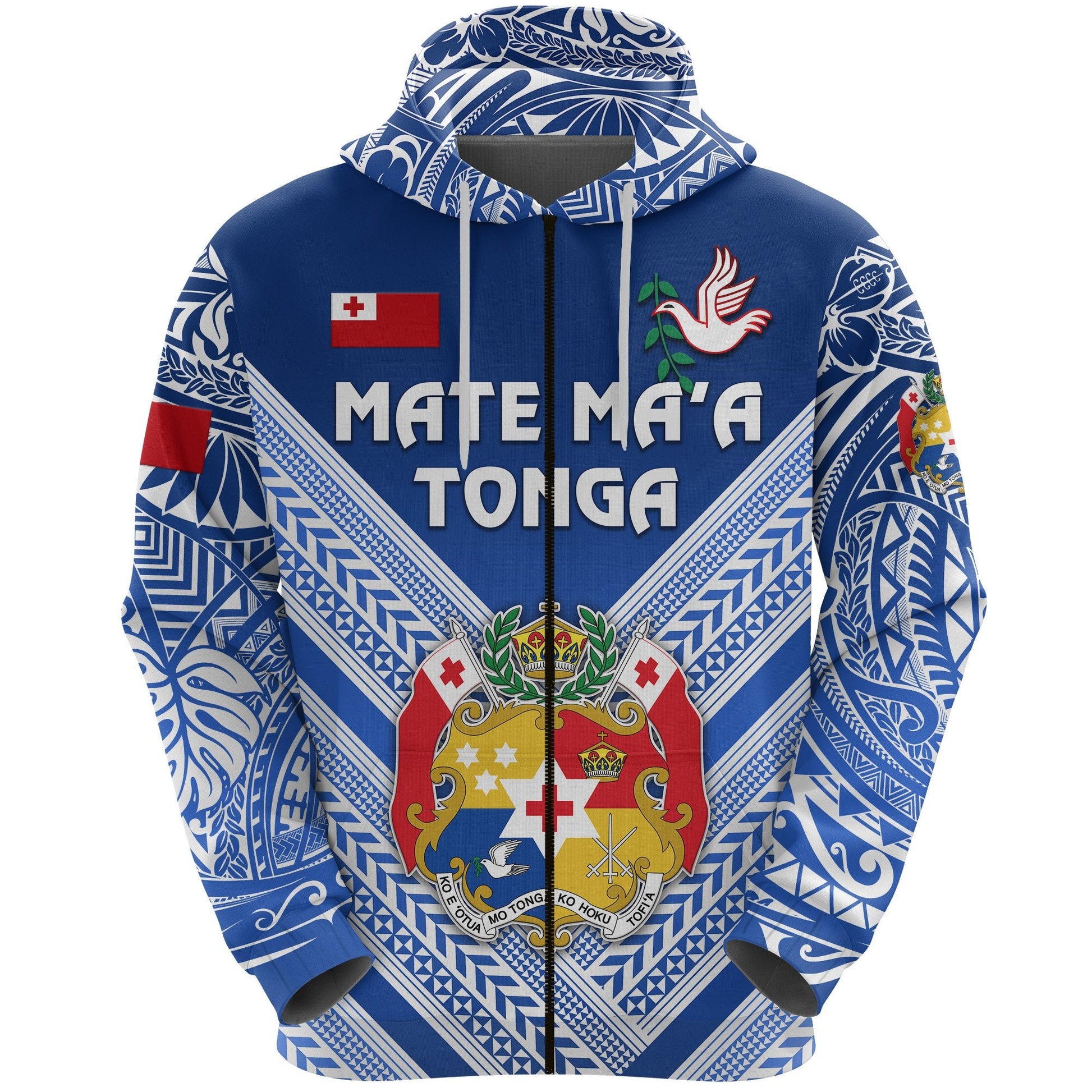 Mate Ma'a Tonga Rugby Zip Hoodie Polynesian Creative Style Hoodie  All Over Print