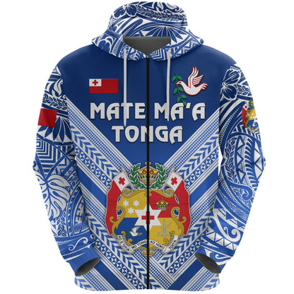 Mate Ma'a Tonga Rugby Zip Hoodie Polynesian Creative Style Hoodie  All Over Print