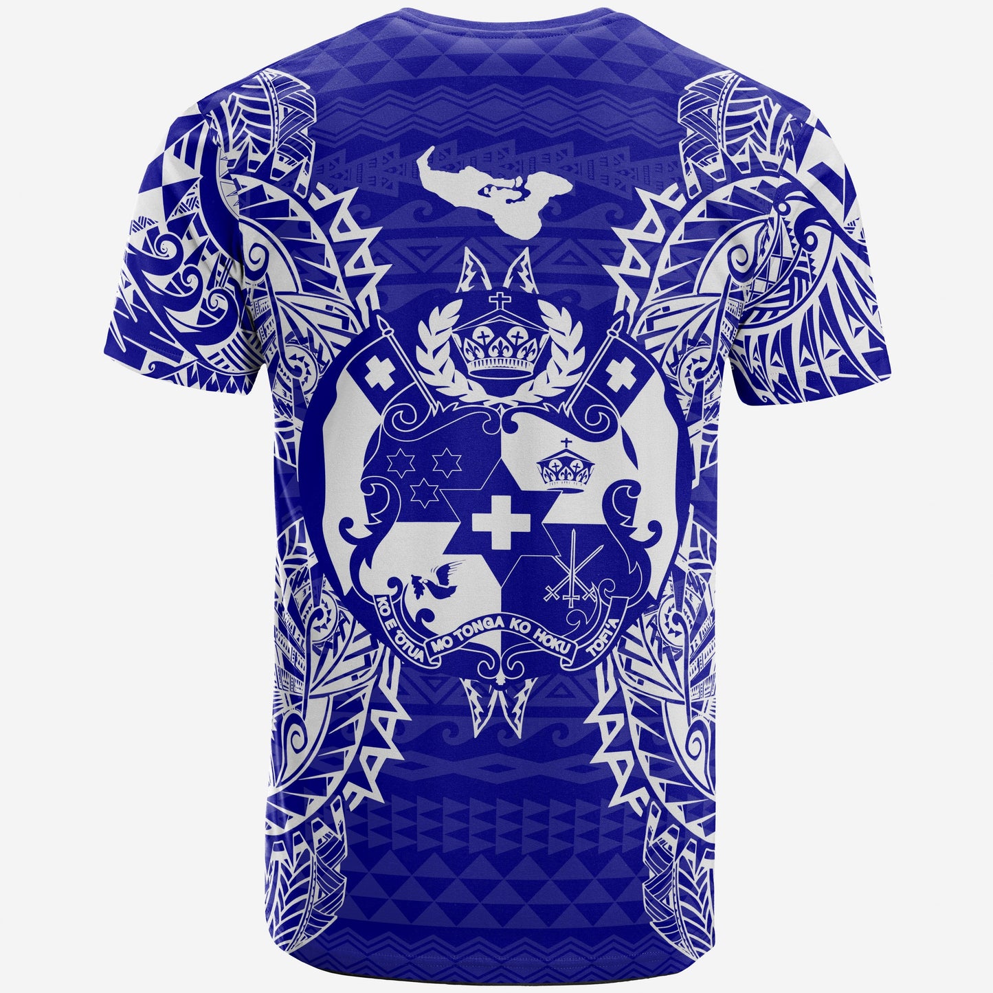 Tonga All T - Shirt - Tonga Coat Of Arms Map Polynesian Tattoo Blue