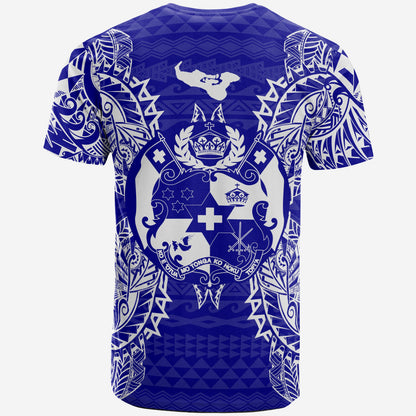 Tonga All T - Shirt - Tonga Coat Of Arms Map Polynesian Tattoo Blue
