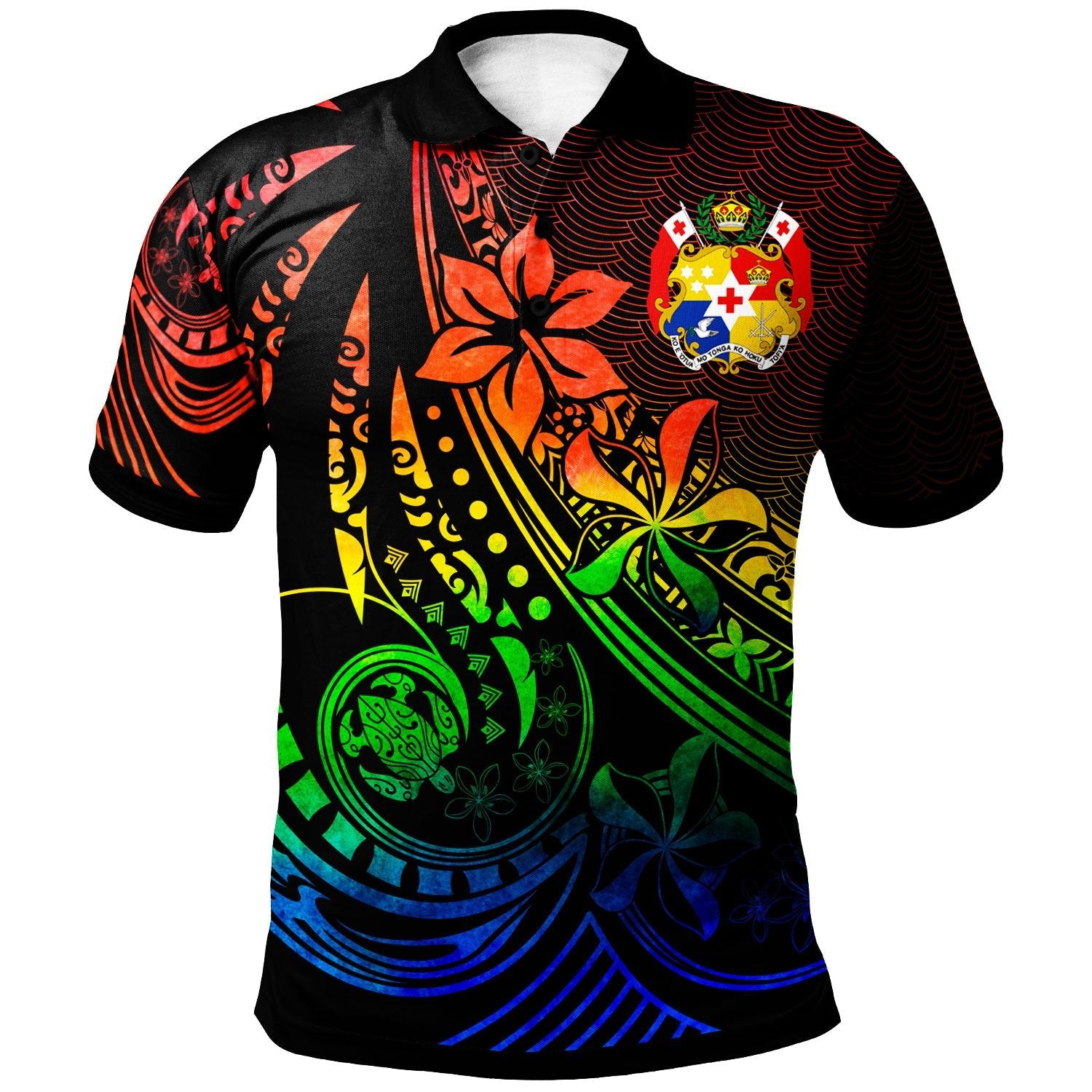 Tonga Polo Shirt - The Flow Of The Ocean Rainbow Color