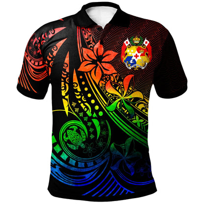 Tonga Polo Shirt - The Flow Of The Ocean Rainbow Color