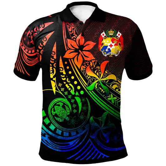 Tonga Polo Shirt - The Flow Of The Ocean Rainbow Color