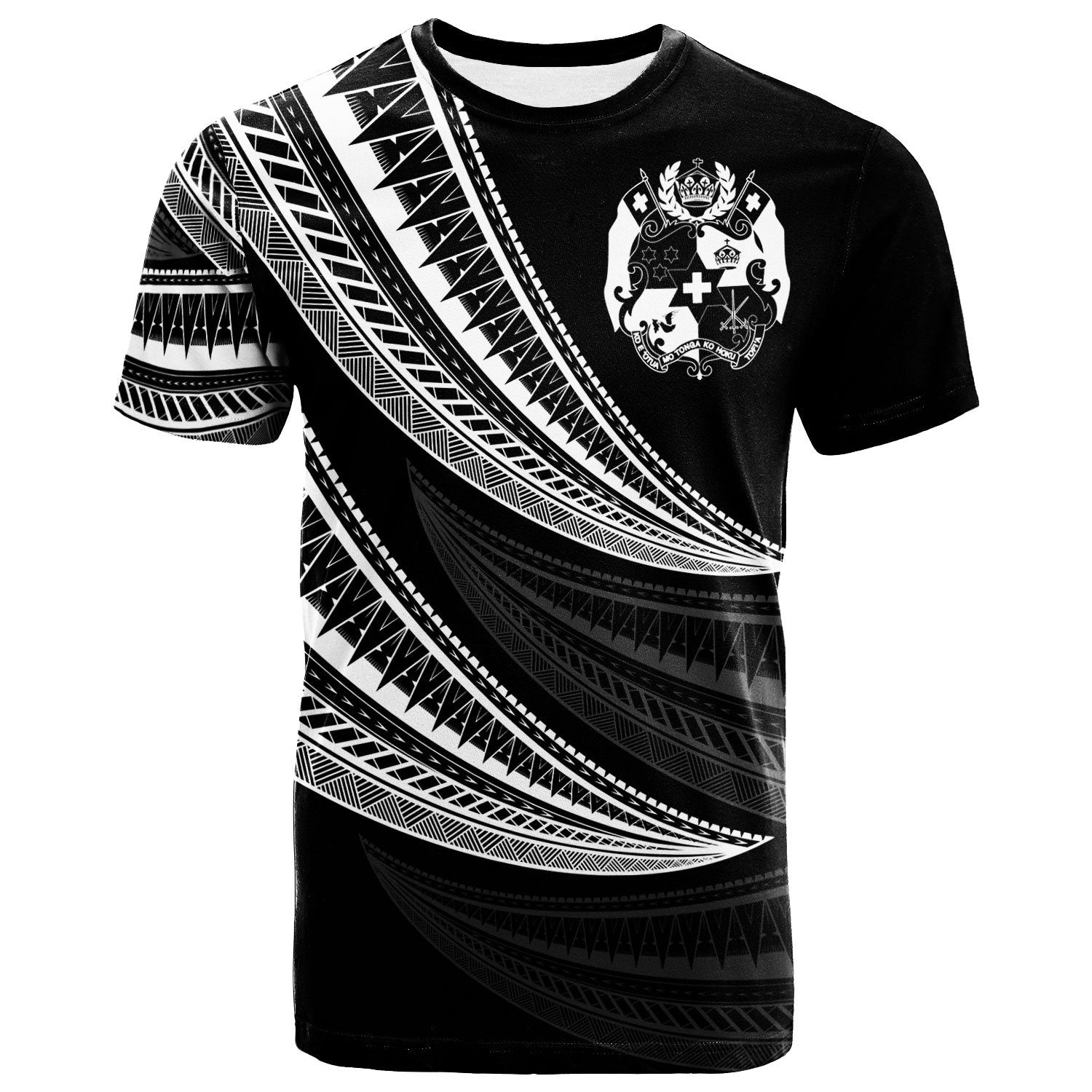 Tonga Custom Personalised T - Shirt - Wave Pattern Alternating White Color