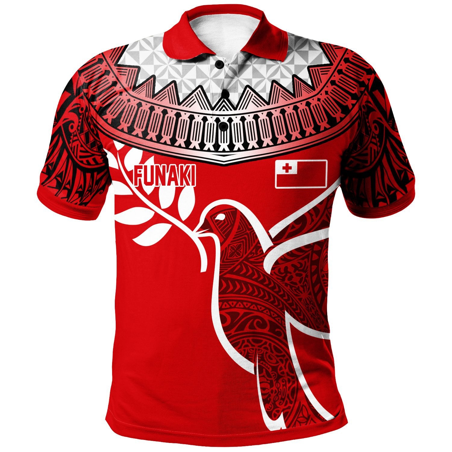 FUNAKI Tonga Red Printed Polo Shirt All Over Print