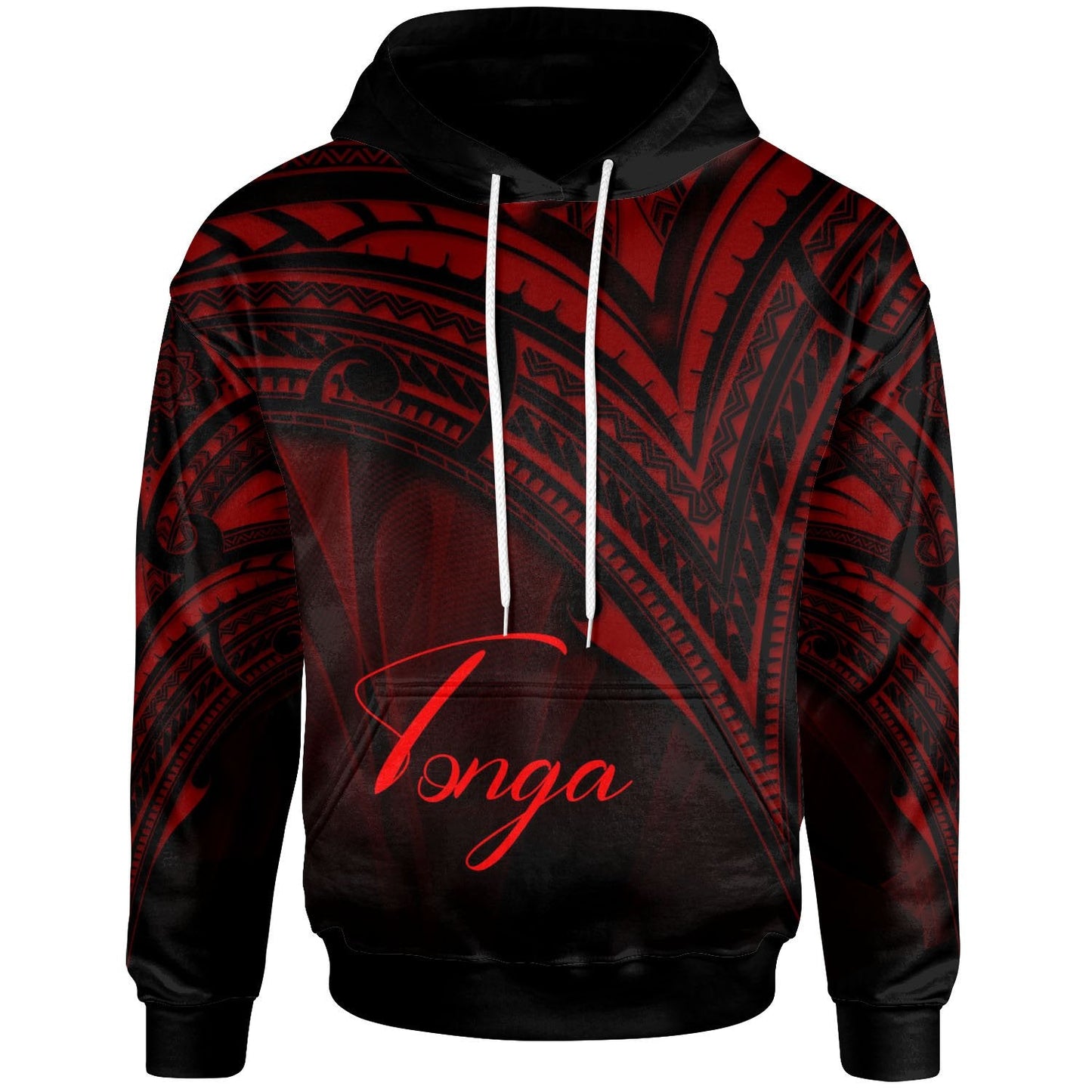 Tonga Hoodie Red Color Cross Style