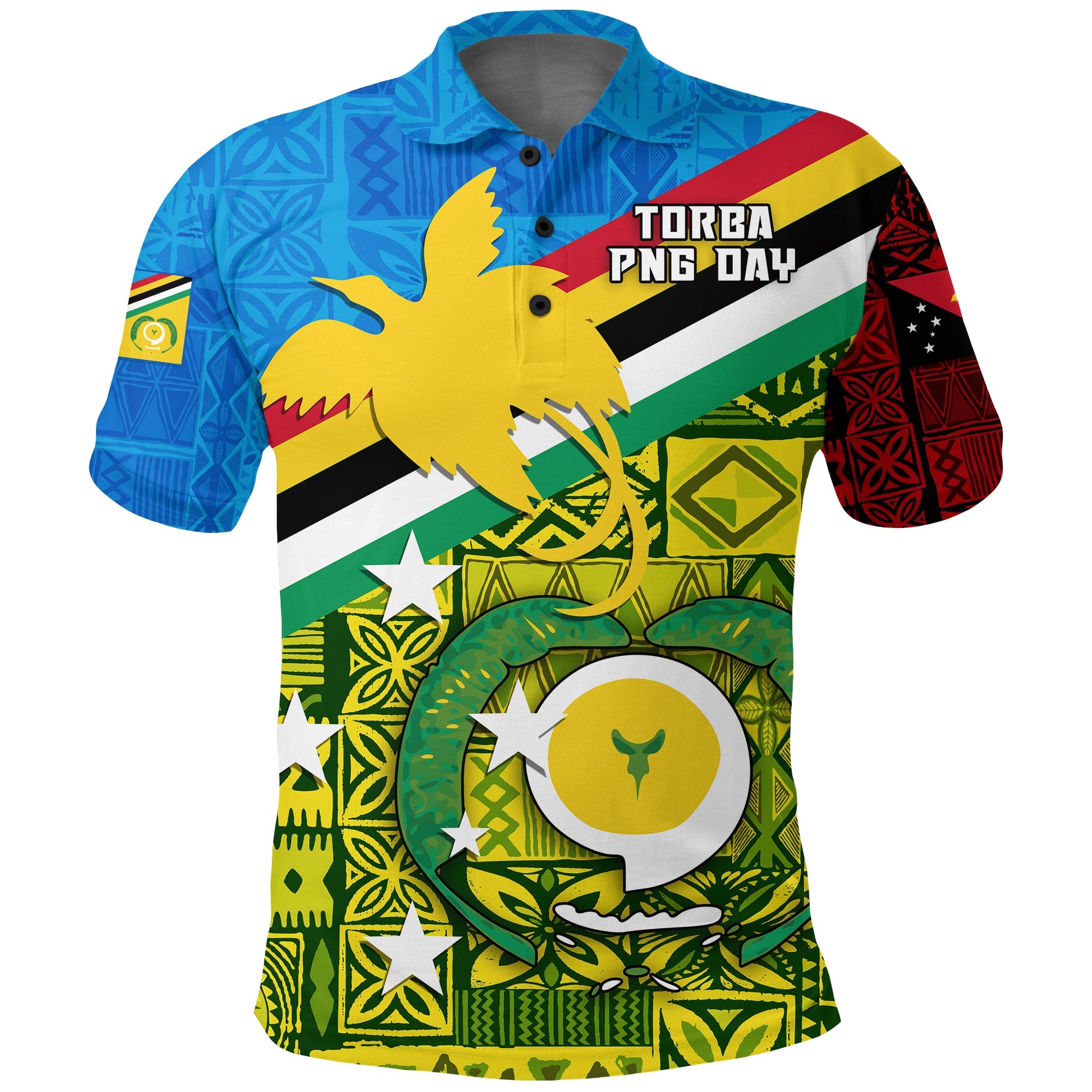 Torba PNG Day Polo Shirt Vanuatu and Papua New Guinea - Combine Flag Design