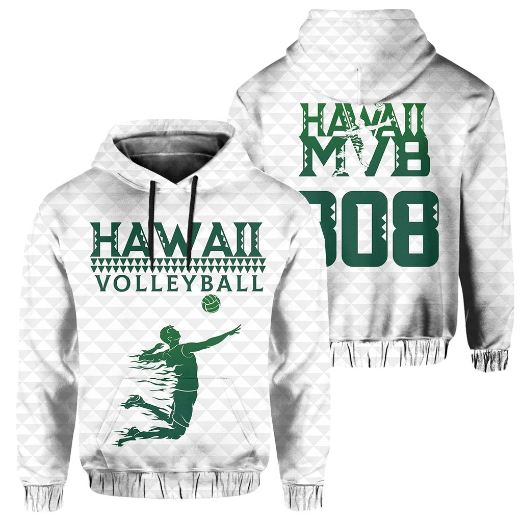 Volleyball Sport Kakau Hawaii Hoodie White