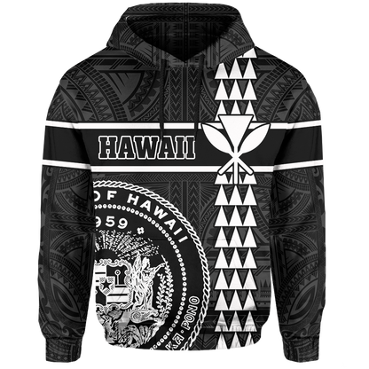 Polynesian Kakau Kanaka Seal Of Hawaii Hoodie White
