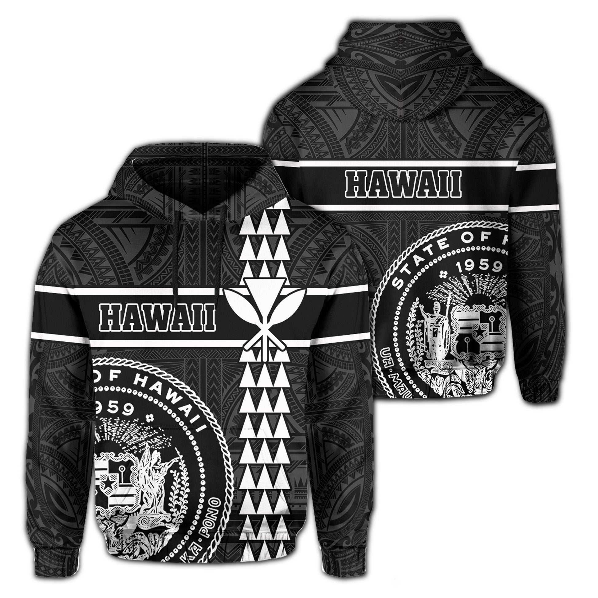 Polynesian Kakau Kanaka Seal Of Hawaii Hoodie White