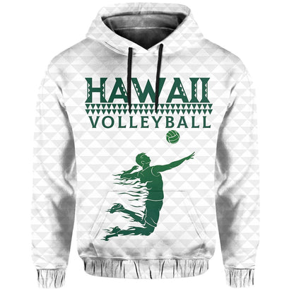 Volleyball Sport Kakau Hawaii Hoodie White