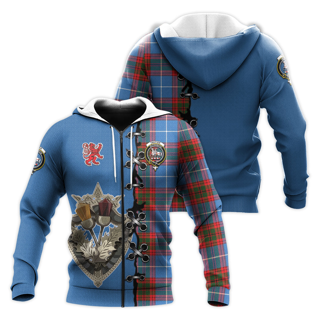 Printivon Trotter Tartan Hoodie Lion Rampant And Celtic Thistle Style