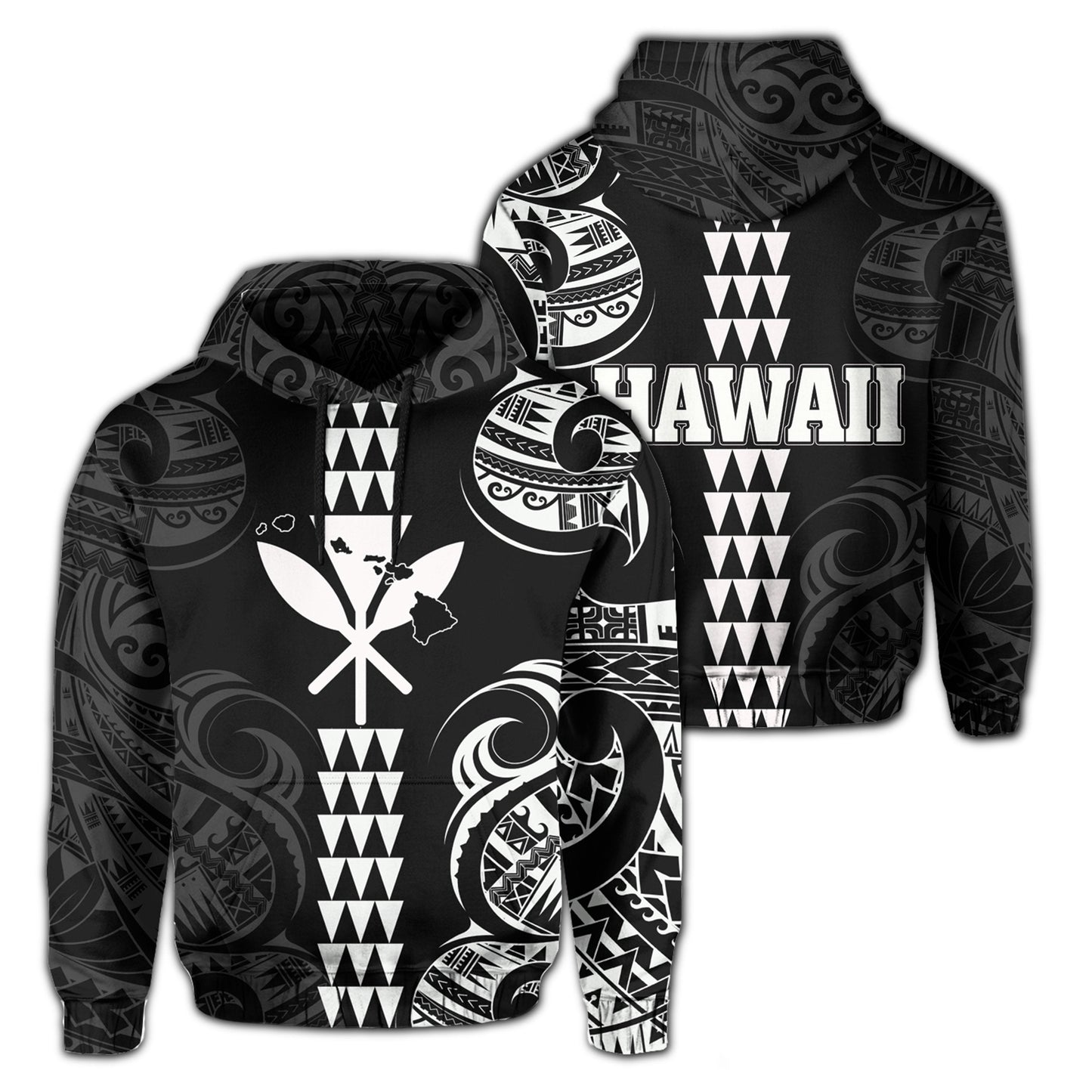 Kanaka Map Polynesian Kakau Hoodie White