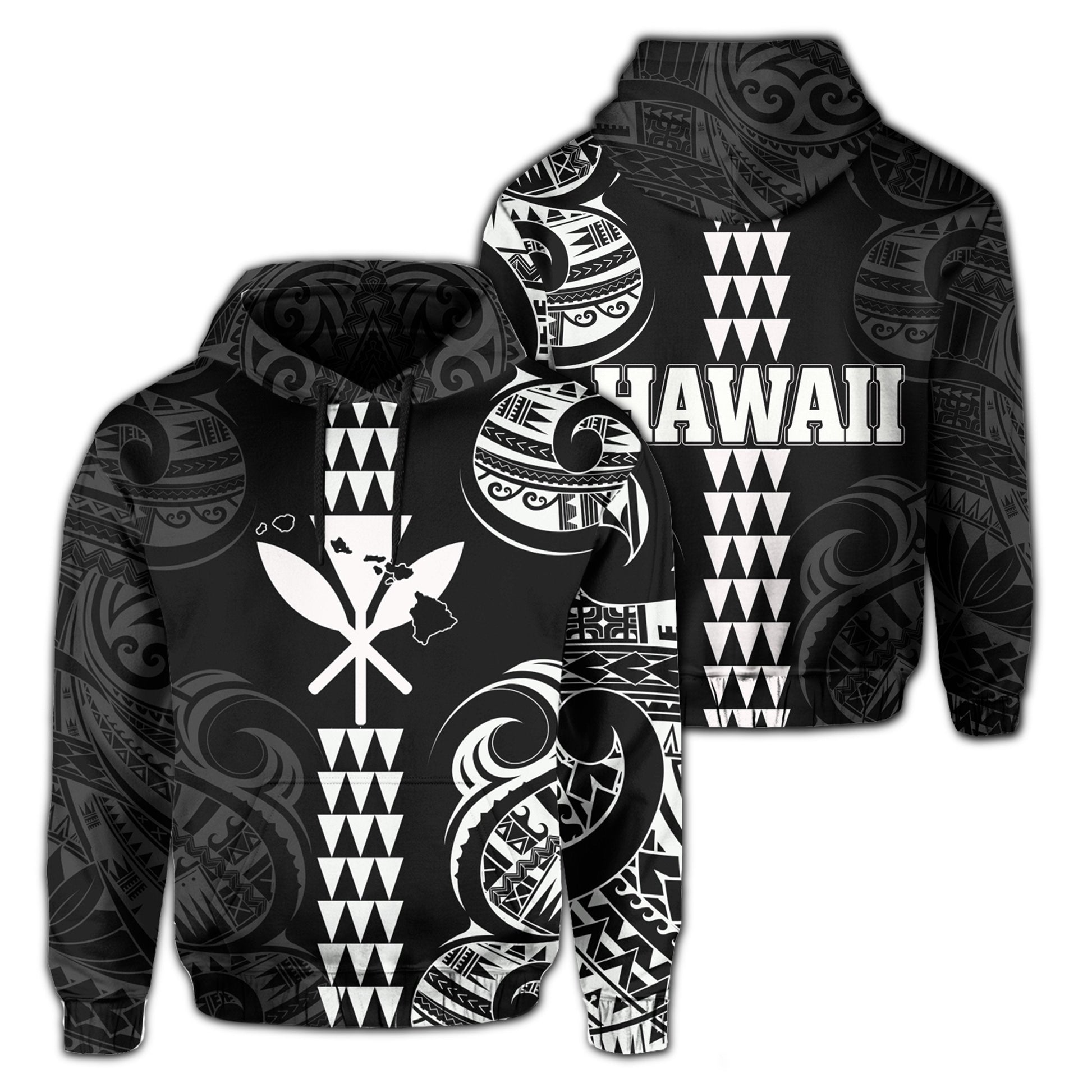 Kanaka Map Polynesian Kakau Hoodie White