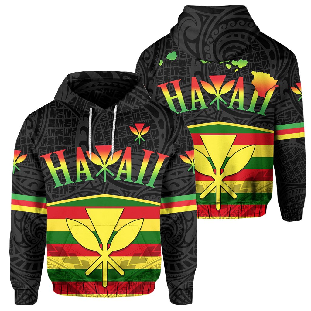 Kanaka Maoli Hoodie Hawaii Map Colorful Zip Up Hoodie