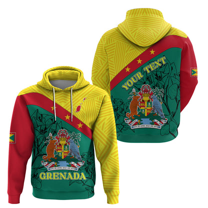 Custom Grenada Hoodie Coat Of Arms With Bougainvillea Flowers
