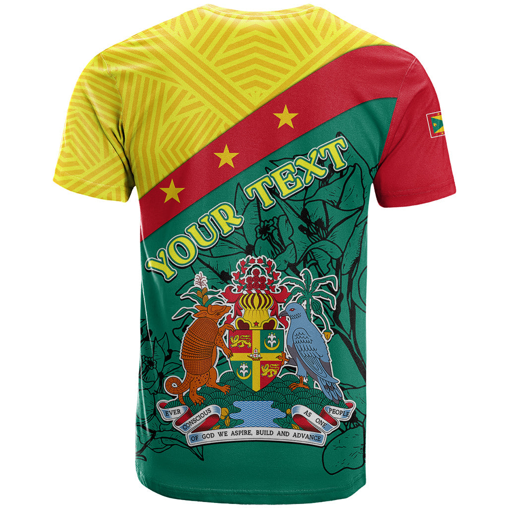 Custom Grenada T Shirt Coat Of Arms With Bougainvillea Flowers