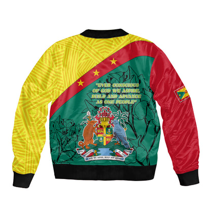 Grenada Bomber Jacket Coat Of Arms With Bougainvillea Flowers