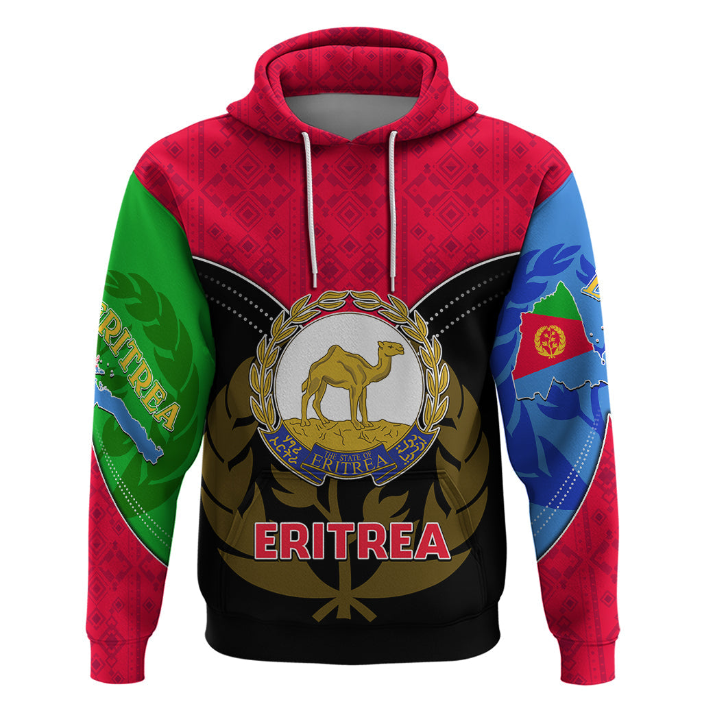 Eritrea Hoodie Coat Of Arms And Map With Cross