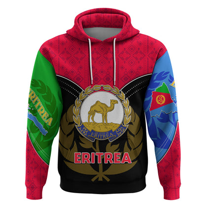 Eritrea Hoodie Coat Of Arms And Map With Cross