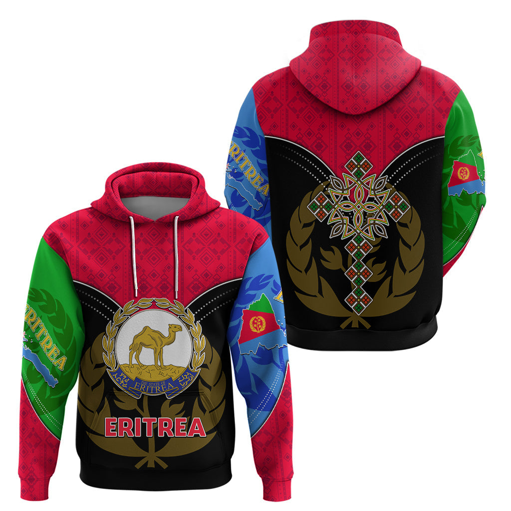 Eritrea Hoodie Coat Of Arms And Map With Cross