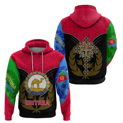 Eritrea Hoodie Coat Of Arms And Map With Cross