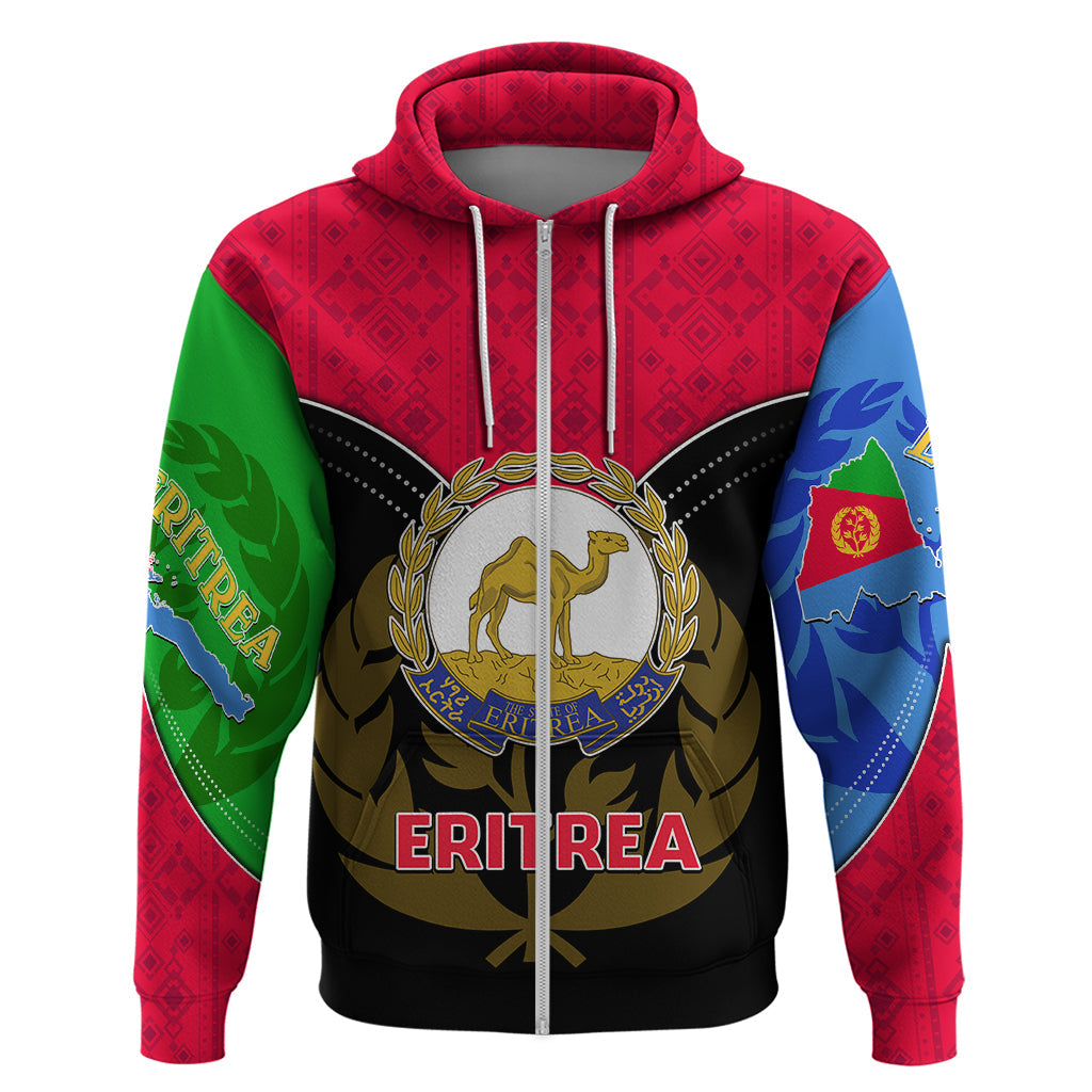 Eritrea Hoodie Coat Of Arms And Map With Cross