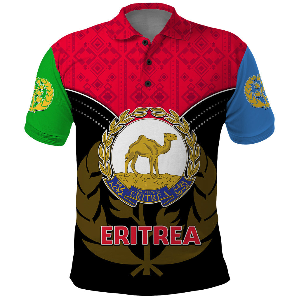 Eritrea Polo Shirt Coat Of Arms And Map With Cross