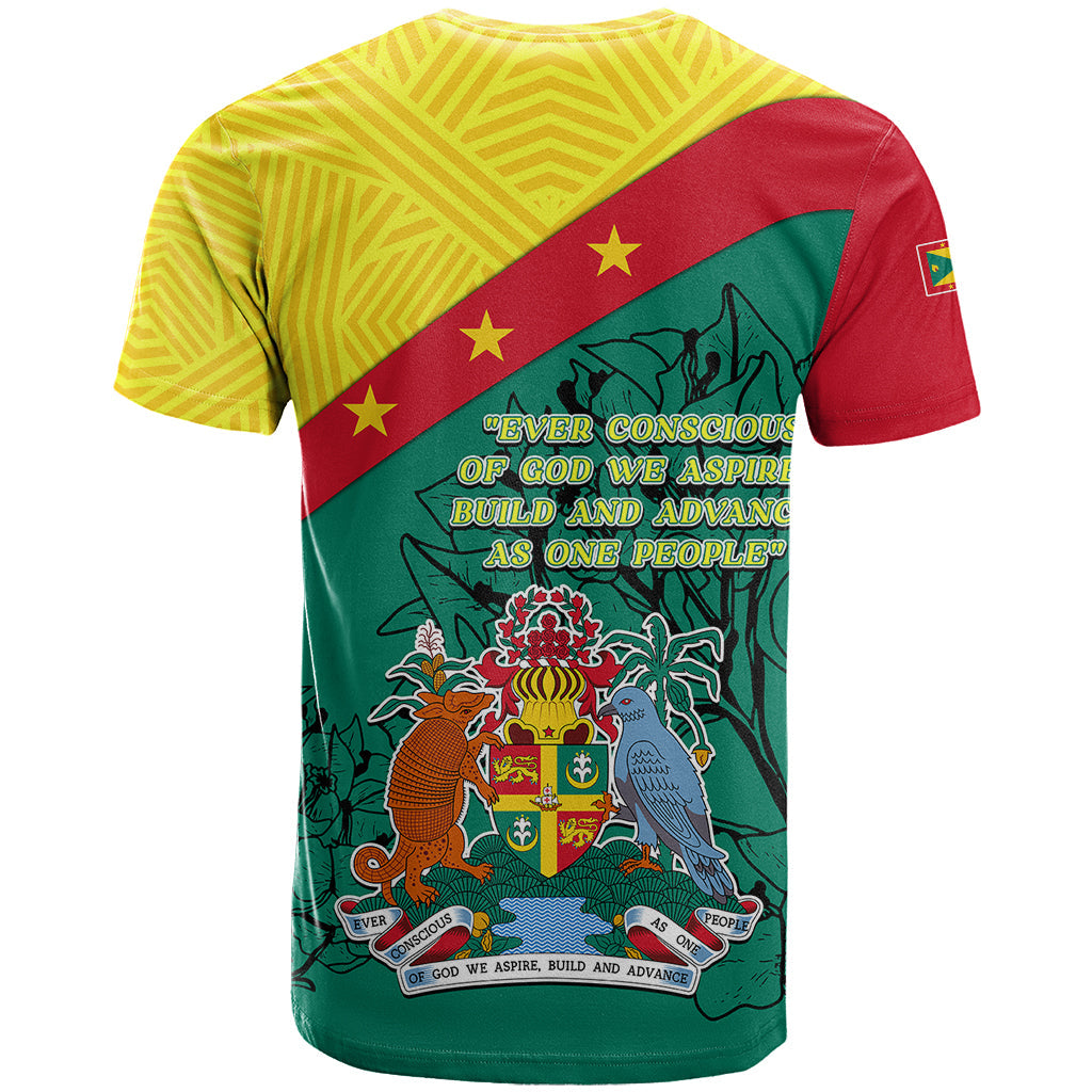 Grenada T Shirt Coat Of Arms With Bougainvillea Flowers