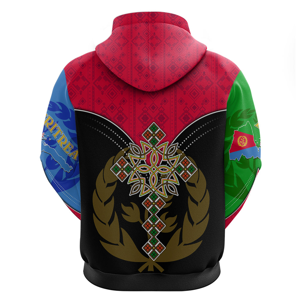 Eritrea Hoodie Coat Of Arms And Map With Cross