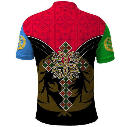 Eritrea Polo Shirt Coat Of Arms And Map With Cross