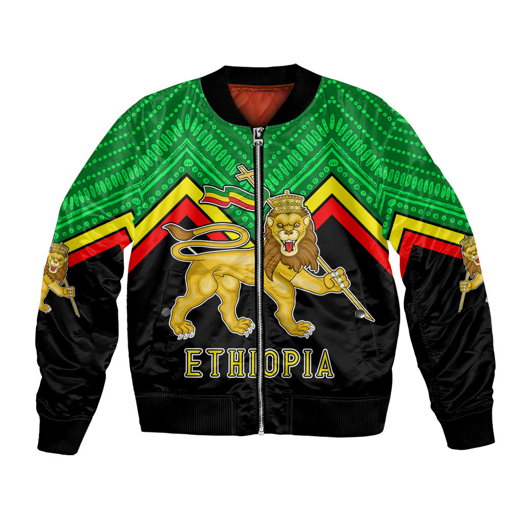 Ethiopia Bomber Jacket Coat Of Arms With Hand Drawn Pattern Ts06