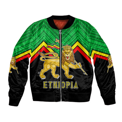 Ethiopia Bomber Jacket Coat Of Arms With Hand Drawn Pattern Ts06