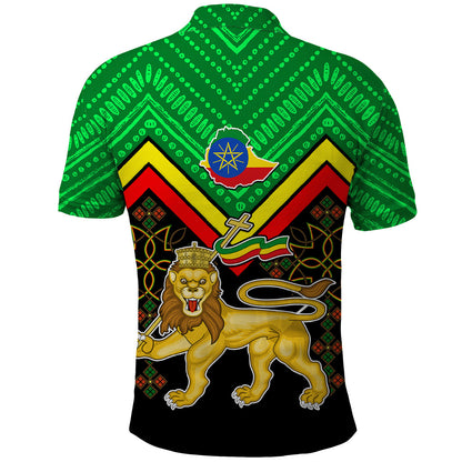 Ethiopia Polo Shirt Coat Of Arms With Hand Drawn Pattern Ts06