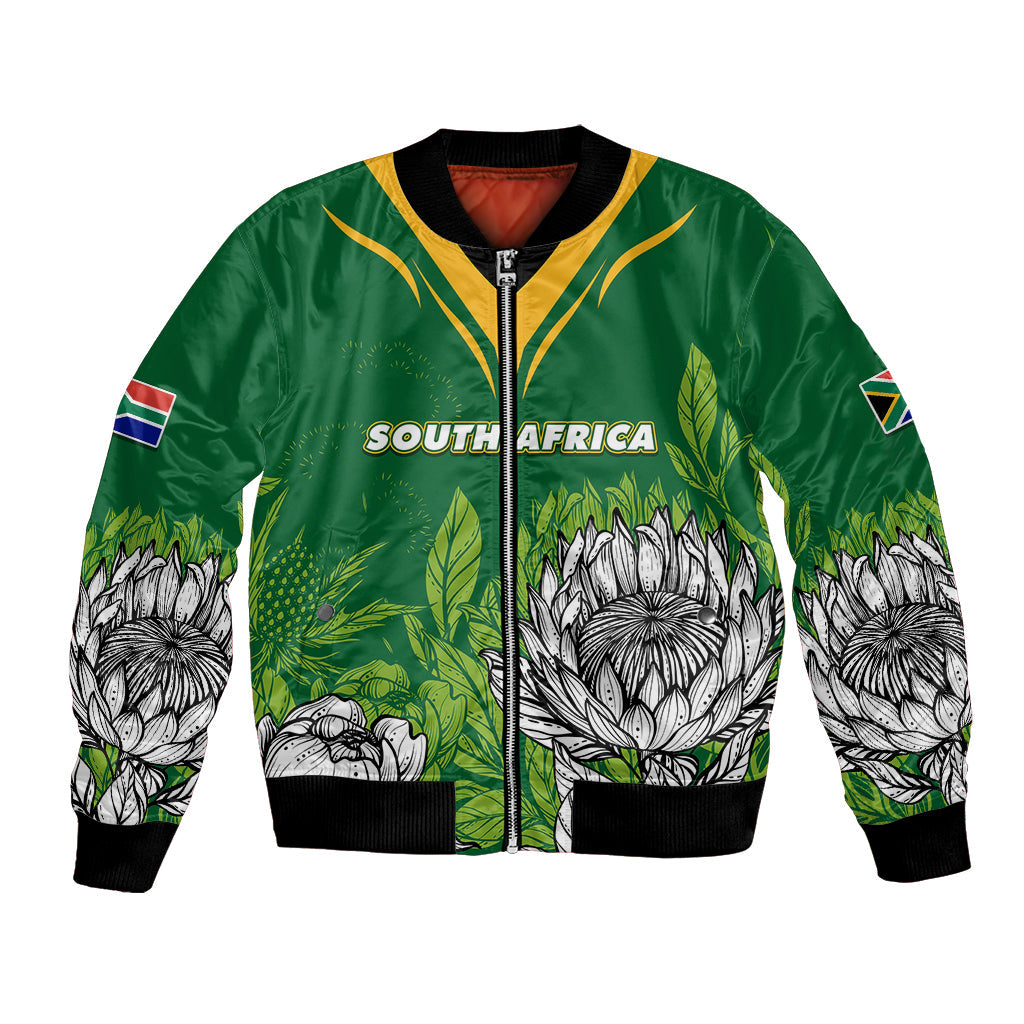 Personalised South Africa Bomber Jacket King Protea With Flag TS06