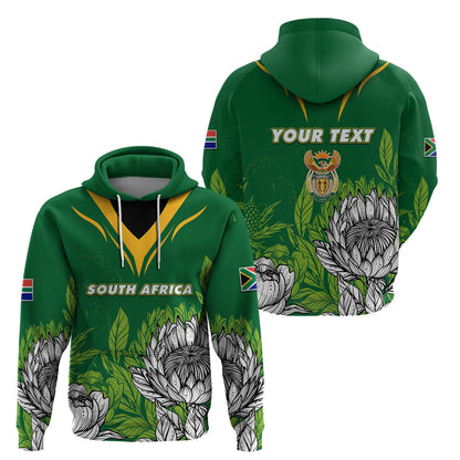 Personalised South Africa Hoodie King Protea With Flag TS06