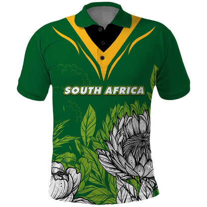 Personalised South Africa Polo Shirt King Protea With Flag TS06