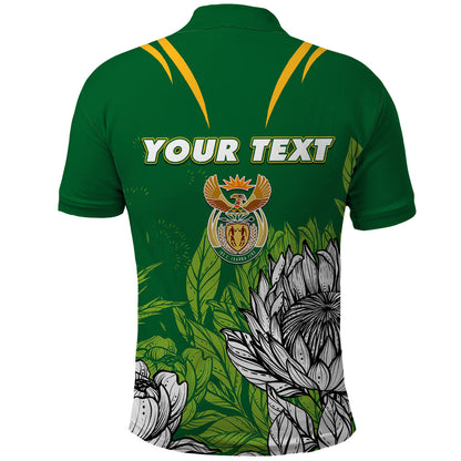 Personalised South Africa Polo Shirt King Protea With Flag TS06