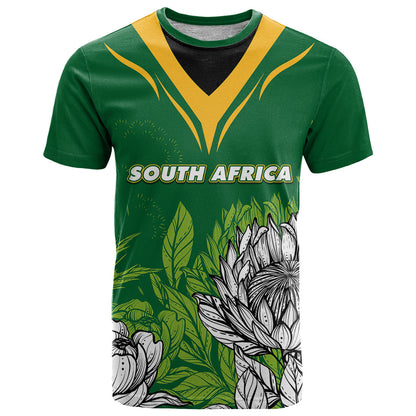 Personalised South Africa T Shirt King Protea With Flag TS06