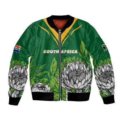 South Africa Bomber Jacket King Protea With Flag TS06