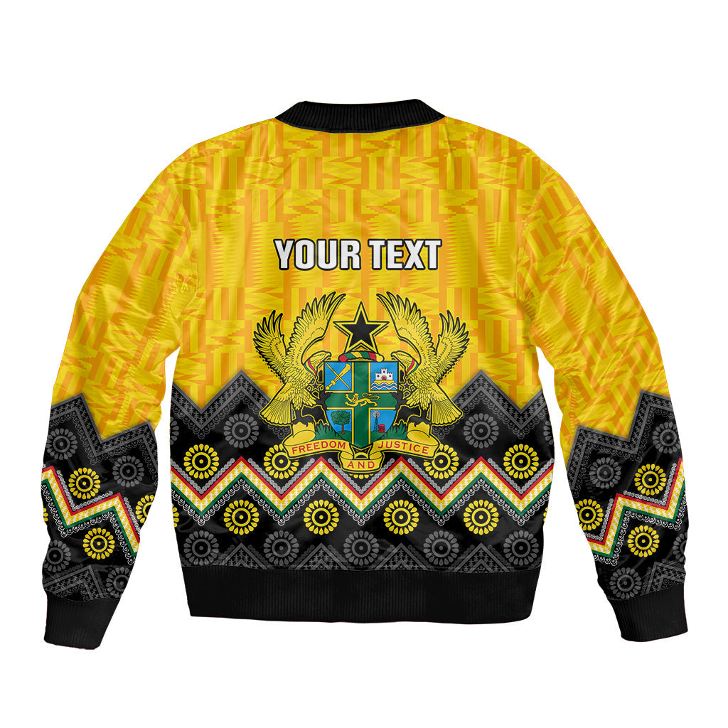 Personalised Ghana Bomber Jacket Kente Pattern And Adinkra Pattern Mix Coat Of Arms